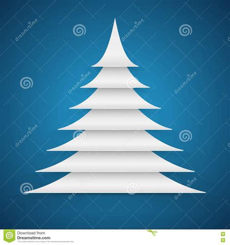 Abstract White Paper Cut Christmas Tree Stock Vector Illustration Of