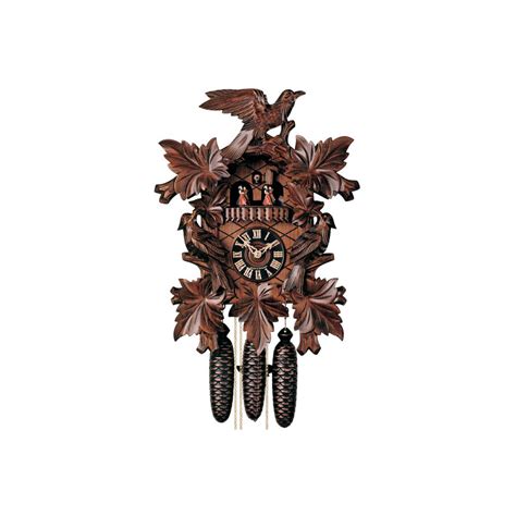 Eight Day Musical Cuckoo Clock With Hand Carved Birds And Leaves