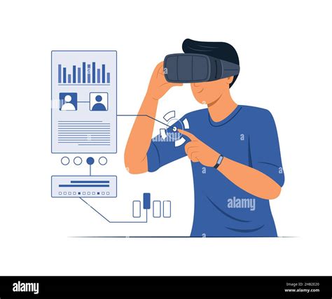 Man Wear The Virtual Reality Glasses To Watch The Infographic