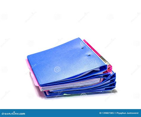 Blue File Folder With Documents On The White Table Stock Image Image
