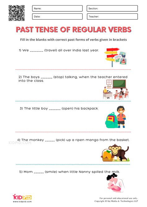 Simple Past Tense Verbs Worksheets
