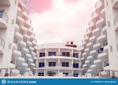 White Color Modern Building With Balcony Architecture And
