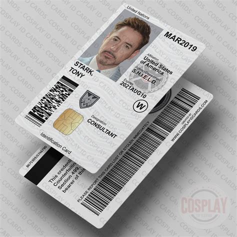 Tony Stark Iron Man Id Badge Shield Id Card Avengers Etsy