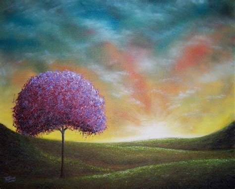 Bing Art By Rachel Bingaman Abstract Tree Oil Painting Pink Blue And