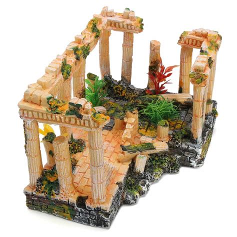 Artificial Aquarium Decorations Resin Ancient Roman Ruins Ornament For