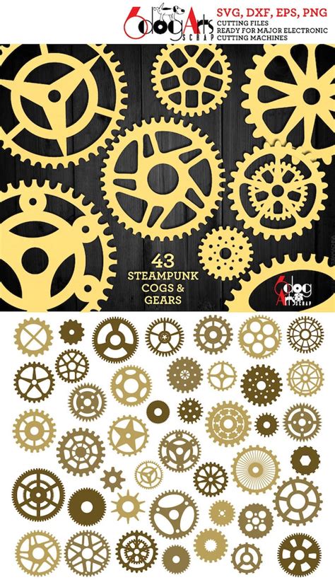 Gears And Cogs Steampunk Svg Dxf Digital Download Vector File Silhouette