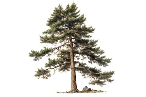 Premium Ai Image Realistic Pine Tree On White Background Highly Detailed