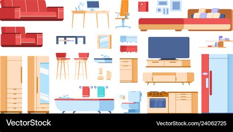 Cartoon Interior Furniture Home Living Room Vector Image