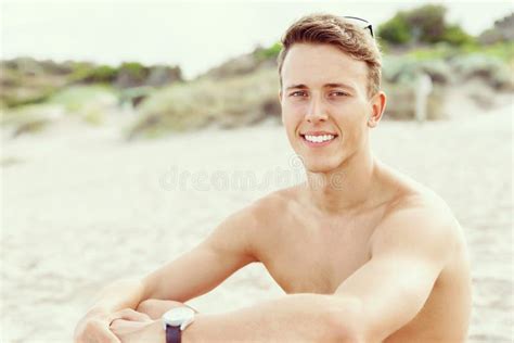 Handsome Man Posing At Beach Stock Photo Image Of Lifestyle People