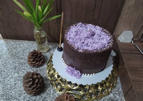 طرز تهیه کیک تولد فول شکلاتی با دیزاین خامه 😍 ساده و خوشمزه توسط