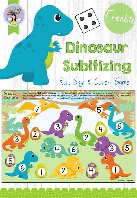 Dinosaur Subitizing Game | Free Printables | Dinosaur theme preschool