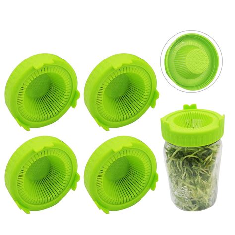 4pcs Easy Rinse And Drain Plastic Sprouting Lids For Wide Mouth Jars