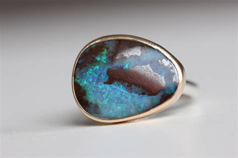 Boulder Opal Ring In Recycled 14k Gold And Sterling Silver Etsy