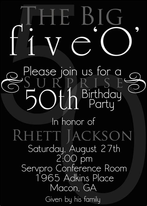 50th Birthday Party Invitation Samples The 50th Birthday Invitation