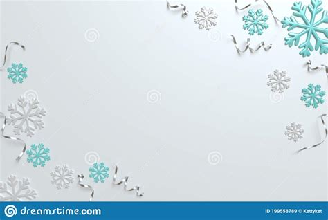 3d Christmas Background Top View, Silver And Blue Snowflake, Tinsel ...