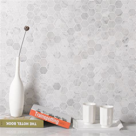 Italian Carrara White Marble 2 Inch Hexagon Mosaic Tile Diflart