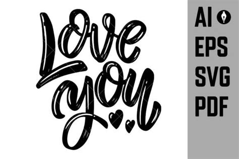 Love You Lettering Phrase Graphic By Ivankotliar256 · Creative Fabrica