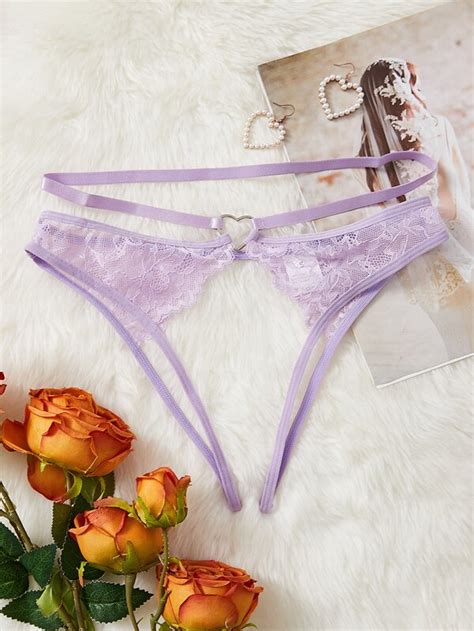 Floral Lace Cut Out Crotchless Panty Shein Uk