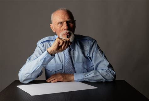 Old Man Is Writing Stock Image Image Of Male Design 164894465
