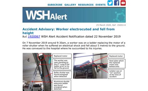 Wsh Alert Accident Advisory 25 Mar 2020 Worker Electrocuted And Fell