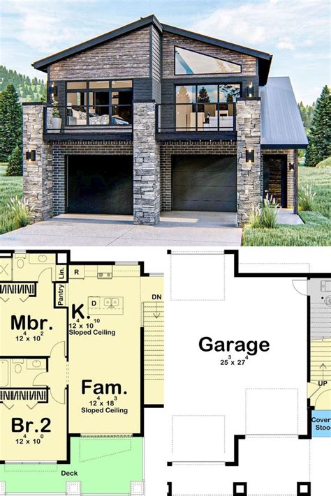 2 Bedroom Two Story Modern Mountain Carriage Home Floor Plan