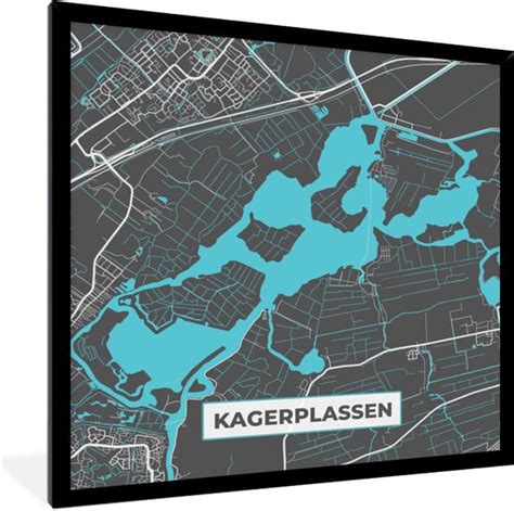 Fotolijst Incl Poster Nederland Water Kaart Plattegrond