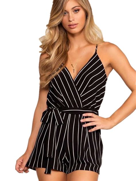 weania sleeveless summer style beach rompers women jumpsuit ladies sexy vertical stripe backless