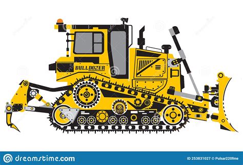 Dozer Bulldozer Detailed Illustration Of Heavy Mining Machine And
