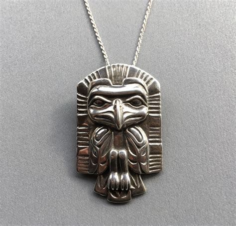 Solid Sterling Silver Eagle Frontlet Necklace Brooch Alaskan Native