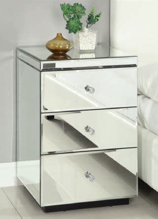 MODERN DELUX STYLISH MIRRORED BEDSIDE LAMP TABLE 3 DRAWERS BEDROOM FURNITURE | Mirrored ...