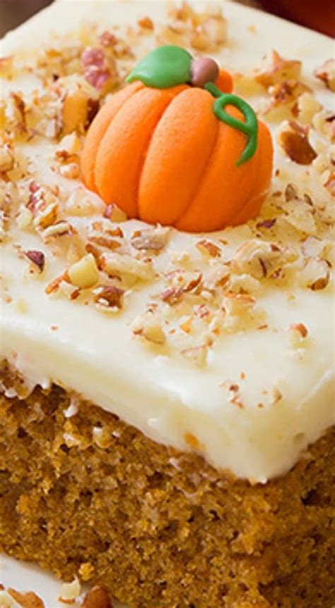 Pumpkin Sheet Cake With Cream Cheese Frosting ~ Tastes Deliciously