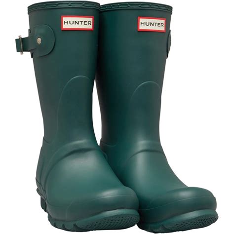 Buy Hunter Original Womens Shorts Wellington Boots Green Jasper