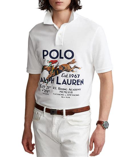 Polo Ralph Lauren Classic Fit Mesh Graphic Short Sleeve Polo Shirt Dillards