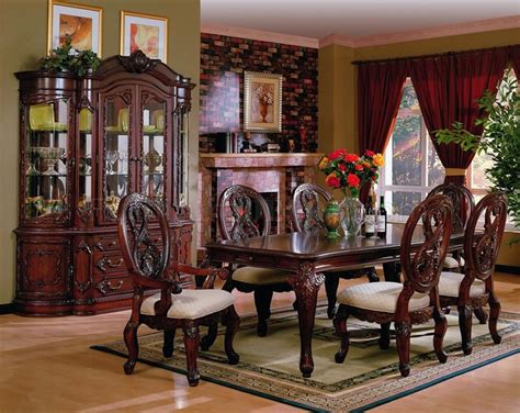 Whether you prefer something traditional or transitional, the dining table set of your dreams is within your grasp. Dark Cherry Finish Traditional Buffet W/Carved Details