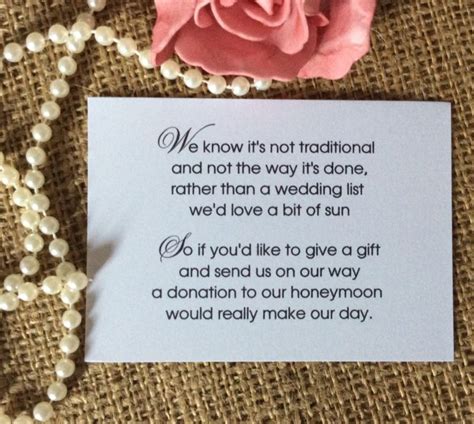 25 50 WEDDING GIFT MONEY POEM SMALL CARDS ASKING FOR MONEY CASH FOR
