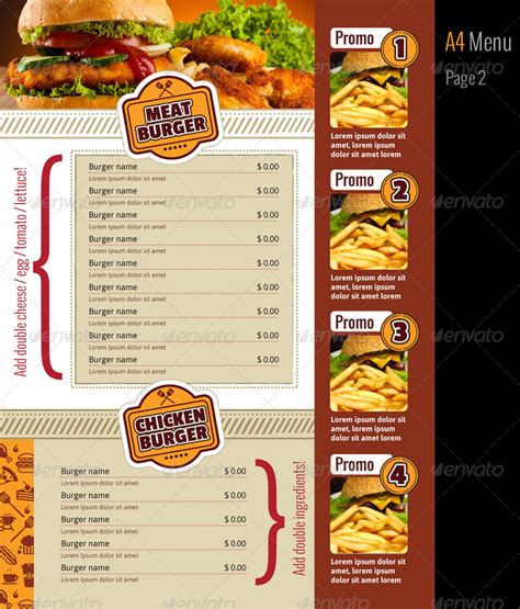 Basically menu represents the list. A4 Fast Food Menu + Poster + Flyer + Cards by good ...