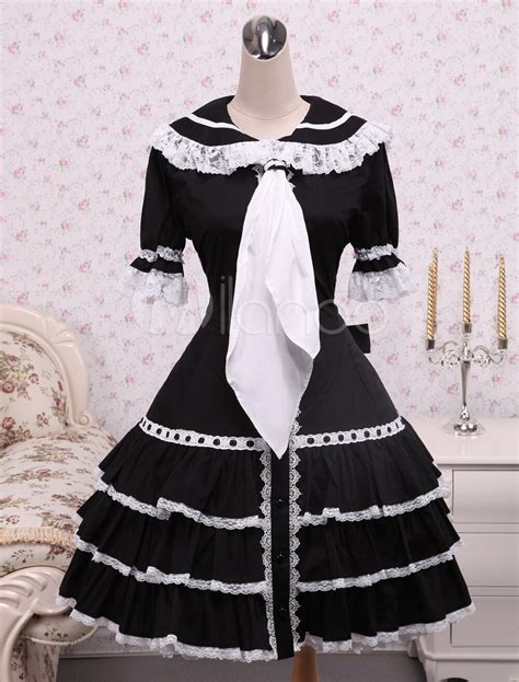 Cotton Black Ruffles Gothic Lolita Dress In Lolita Dresses From Novelty