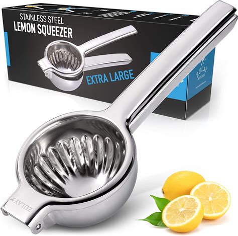 Zulay Extra Large Lemon Squeezer Stainless Steel Easy Squeeze Heavy Duty Lemon