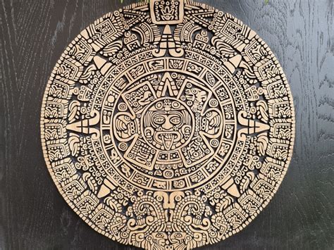 Wooden aztec calendar aztec sun stone aztec carved wall art | Etsy