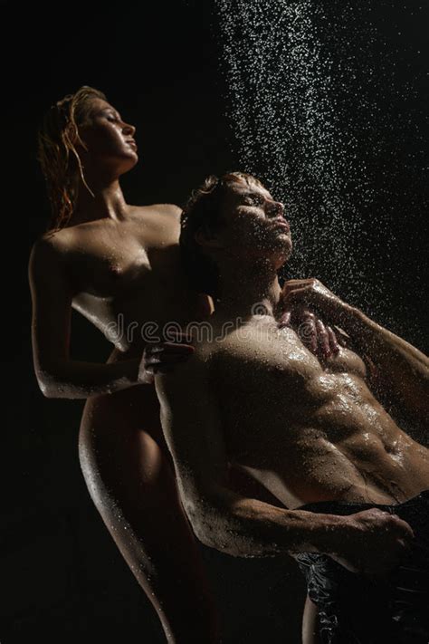 Passionate Couple Having Sex In Shower Studio Shot Stock Image Image