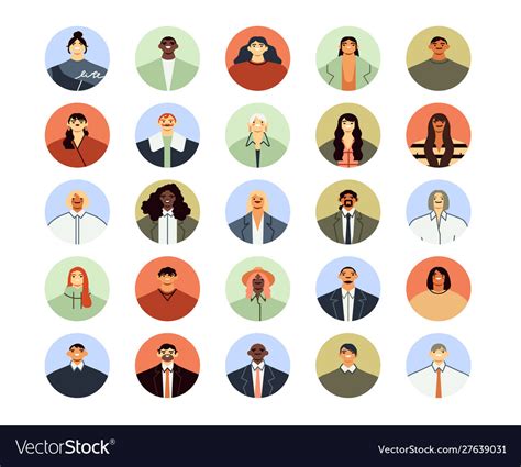 Office Workers Avatars Round Business Men Vector Image