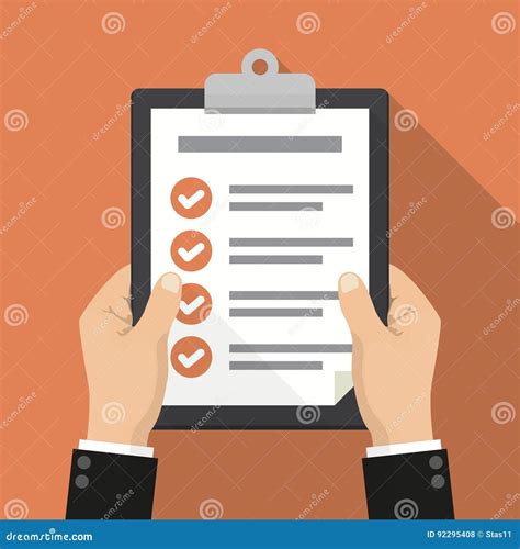 Businessman Hands Holding Clipboard Checklist In A Flat Design With