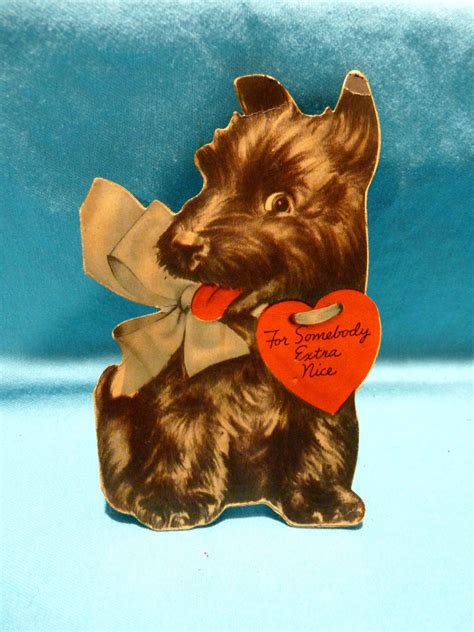 Vintage Valentine Card Greeting Scottie Dog Terrier Hallmark Hall Bros