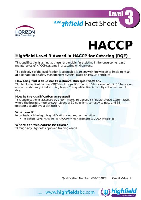 Level 3 Haccp For Catering Horizon Risk Consultancy Health And
