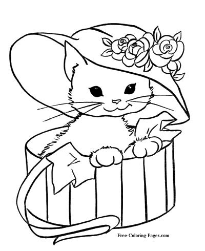 The picture is big and interesting to color. Coloring pages of cats