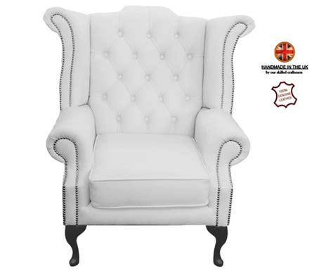 4.9 out of 5 stars. Chesterfield Genuine Leather Shelly White Queen Anne Armchair