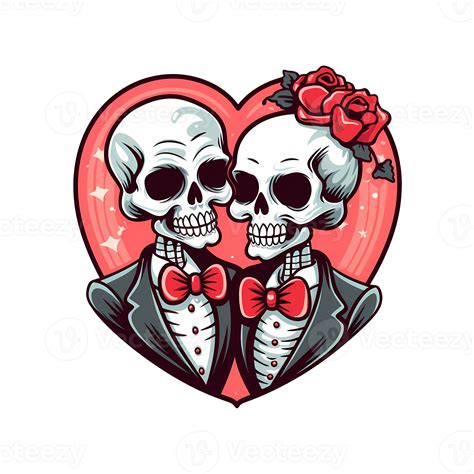 Ai Generated Skull Couple Art Illustrations For Stickers Tshirt Design