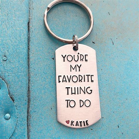 Funny Valentines Day Gift Naughty Hand Stamped Keychain Etsy