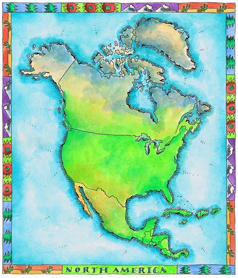 Map Of North America Digital Art Map Of North America Fine Art Print
