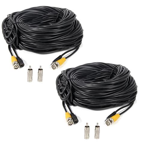 Black 2 Pcs 150ft Video Power Extension Cable Wire For Cctv Dvr Ccd